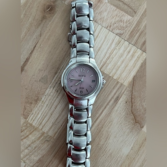 Citizen Eco-Drive Ladies Watch Pink Dial Stainless Bracelet WR100 Date Window main image 11